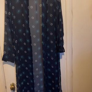 Sheer Navy Floral Duster Jacket